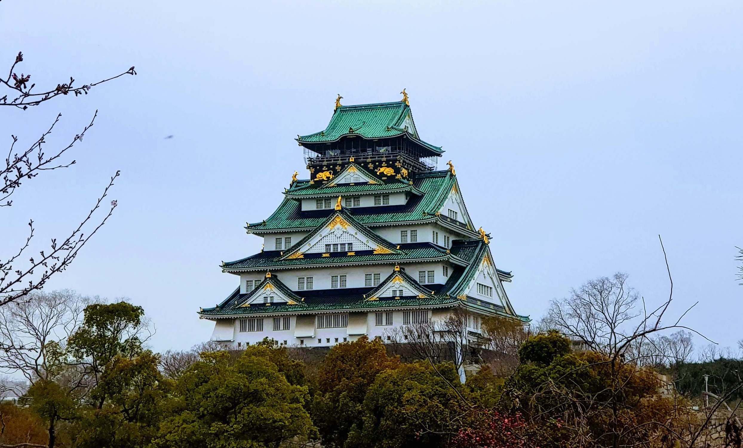 The main, five story tower of Osaka Castle